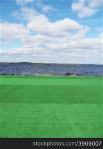 artificial turf on the lake