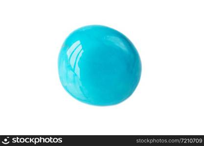 Artificial turquoise. Blue dyed howlite, semi-precious stone isolated on white background