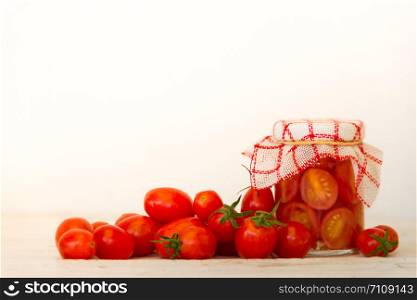 artisanal preparation of pickles of organic cherry tomatoes