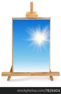 Artist easel and framei isolated on a white background