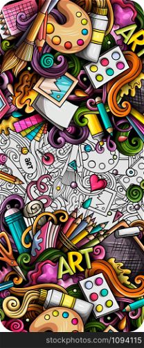 Artist hand drawn doodle banner. Cartoon detailed illustrations. Art identity with objects and symbols. Color vector design elements background. Artist hand drawn doodle banner. Cartoon detailed illustrations.