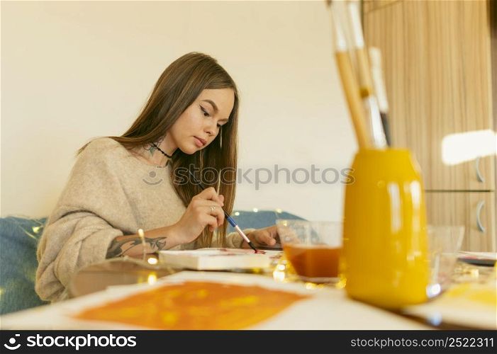 artist her workspace painting