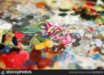 Artist&rsquo;s palette with different colours.