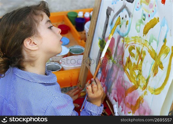 artist school little girl painting brush watercolors portrait