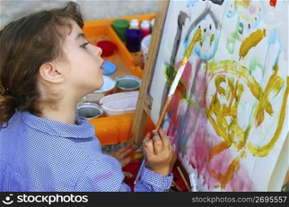 artist school little girl painting brush watercolors portrait