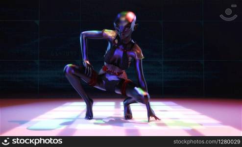 Artistic 3D illustration of a female alien