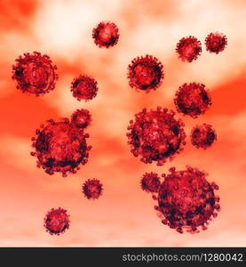 Artistic 3D illustration of the coronavirus