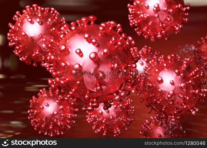 Artistic 3D illustration of the coronavirus