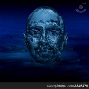Artistic abstract Image of a man&rsquo;s face made of shiny water
