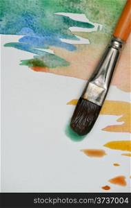 Artistic brush painting on white watercolor paper