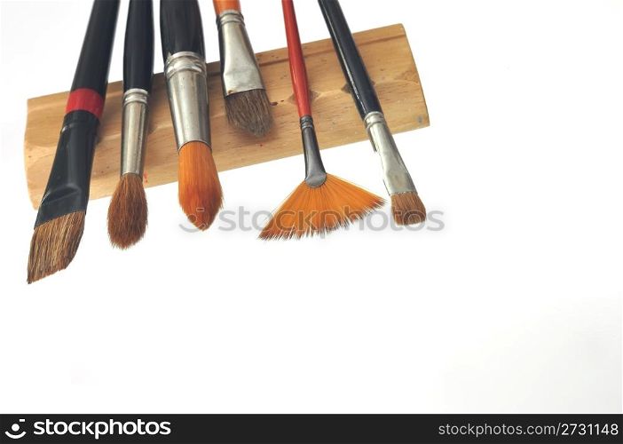 Artistic brushes isolated on the white beckground