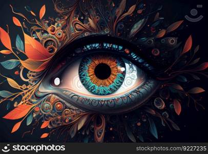 Artistic eye vision illustration. AI≥≠rative.