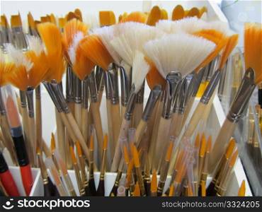 Artistic Painting Brush Display Shelf with Various Size Brushes