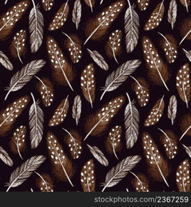 Artistic seamless pattern with colorful different feathers