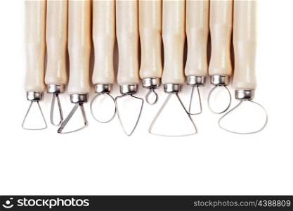 artists sculpting tools isolated on white background