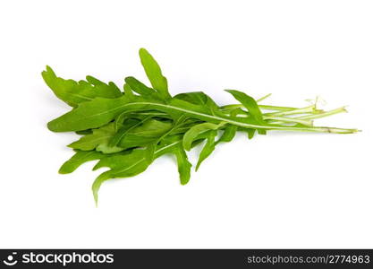 Arugula/rucola fresh heap leaf isolated on a white background