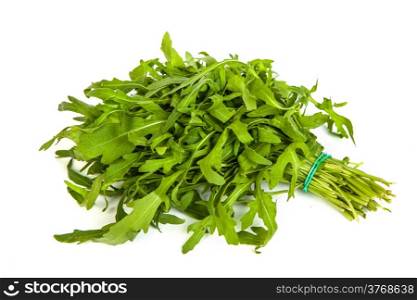 Arugula/rucola fresh heap leaf isolated on a white background