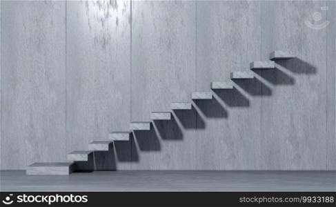 Ascending stairs abstract white 3d image