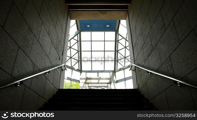 Ascending stairway entrance.