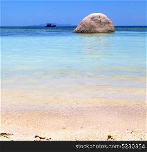 asia in the kho tao bay isle white beach rocks house boat in thailand and south china sea