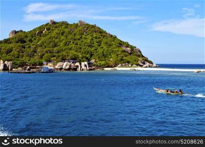 asia kho tao bay isle white beach rocks house boat in thailand and south china sea
