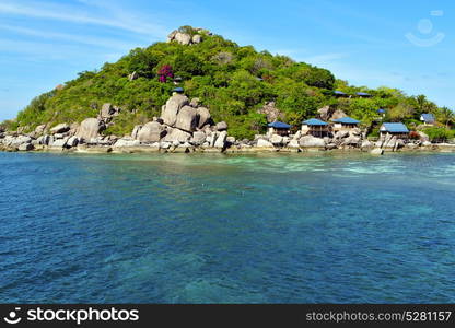 asia kho tao bay isle white beach rocks house boat in thailand and south china sea