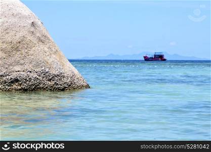asia kho tao bay isle white beach rocks pirogue in thailand and south china sea