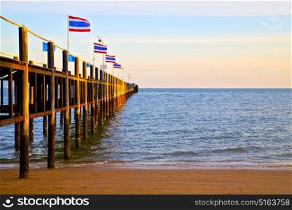 asia lomprayah bay isle sunrise flag in thailand and south china sea