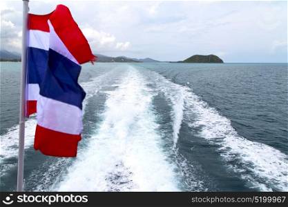 asia myanmar kho samui bay isle waving flag in thailand and south china sea