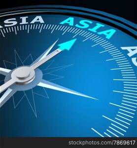 Asia word on compass image with hi-res rendered artwork that could be used for any graphic design.. Asia word on compass