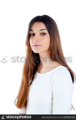 asian brunette indian woman with long hair portrait