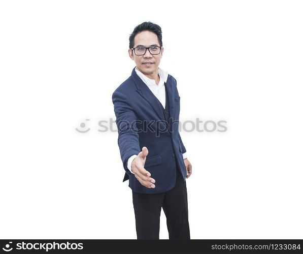 Asian business man hand shaking isolate on white background