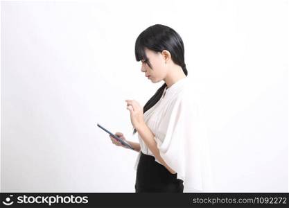 asian business woman isolated in white background