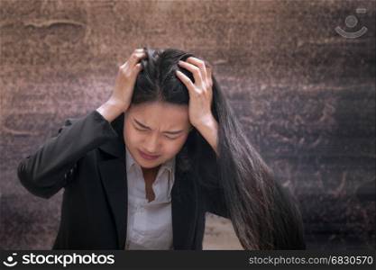Asian business woman professional failed or upset in job or career for working business problem concept