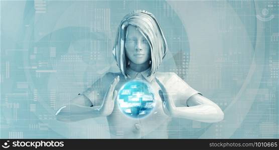 Asian Business Woman Using Digital Solutions Technology Concept Art. Asian Business Woman Using Digital Solutions