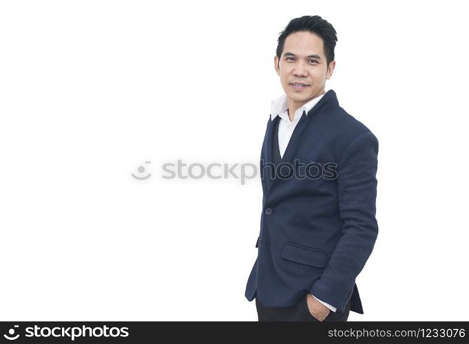 Asian businessman with business suit isolated on white background