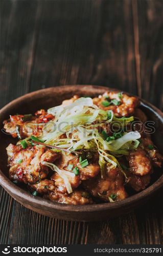 Asian chicken in a sweet and sour sauce