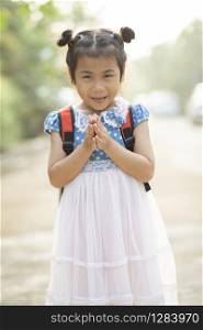 asian children sawasdee greeting thai culture