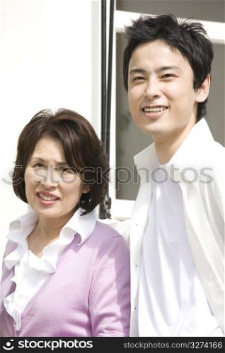 Asian couple smiling