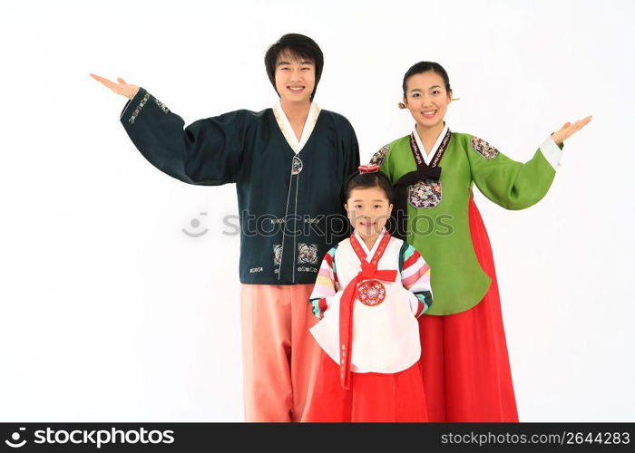 Asian Family in traditional dress