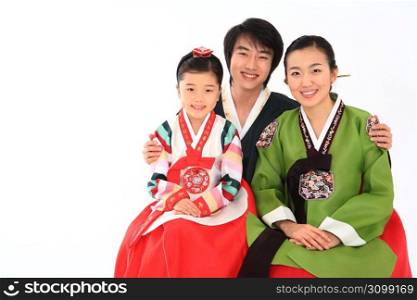 Asian Family in traditional dress