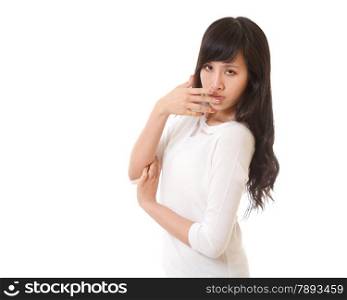 Asian female posing on white background