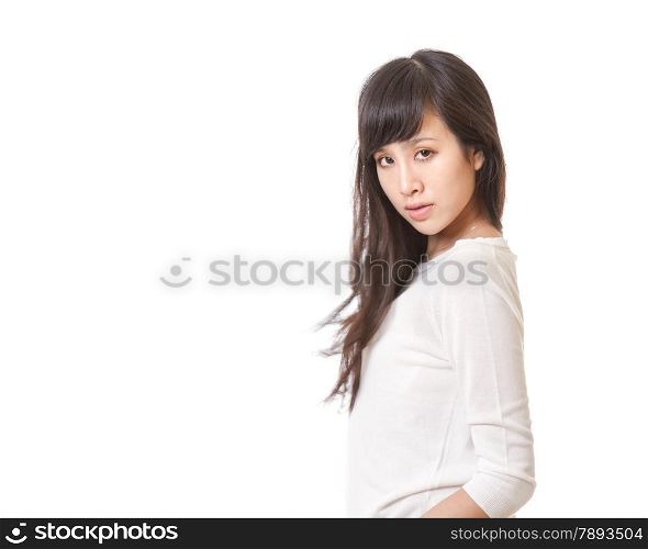 Asian female posing on white background