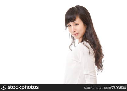 Asian female posing on white background