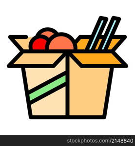 Asian food box icon. Outline Asian food box vector icon color flat isolated. Asian food box icon color outline vector