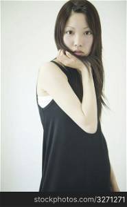 Asian girl in black dress