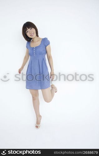 Asian girl in blue dress