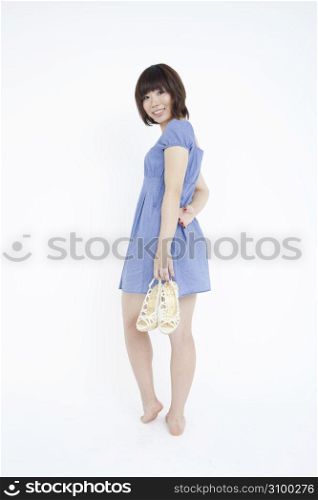 Asian girl in blue dress