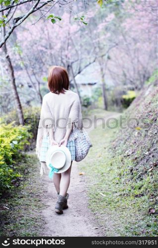 Asian girl in nature background