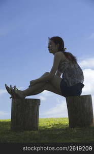 Asian girl in park